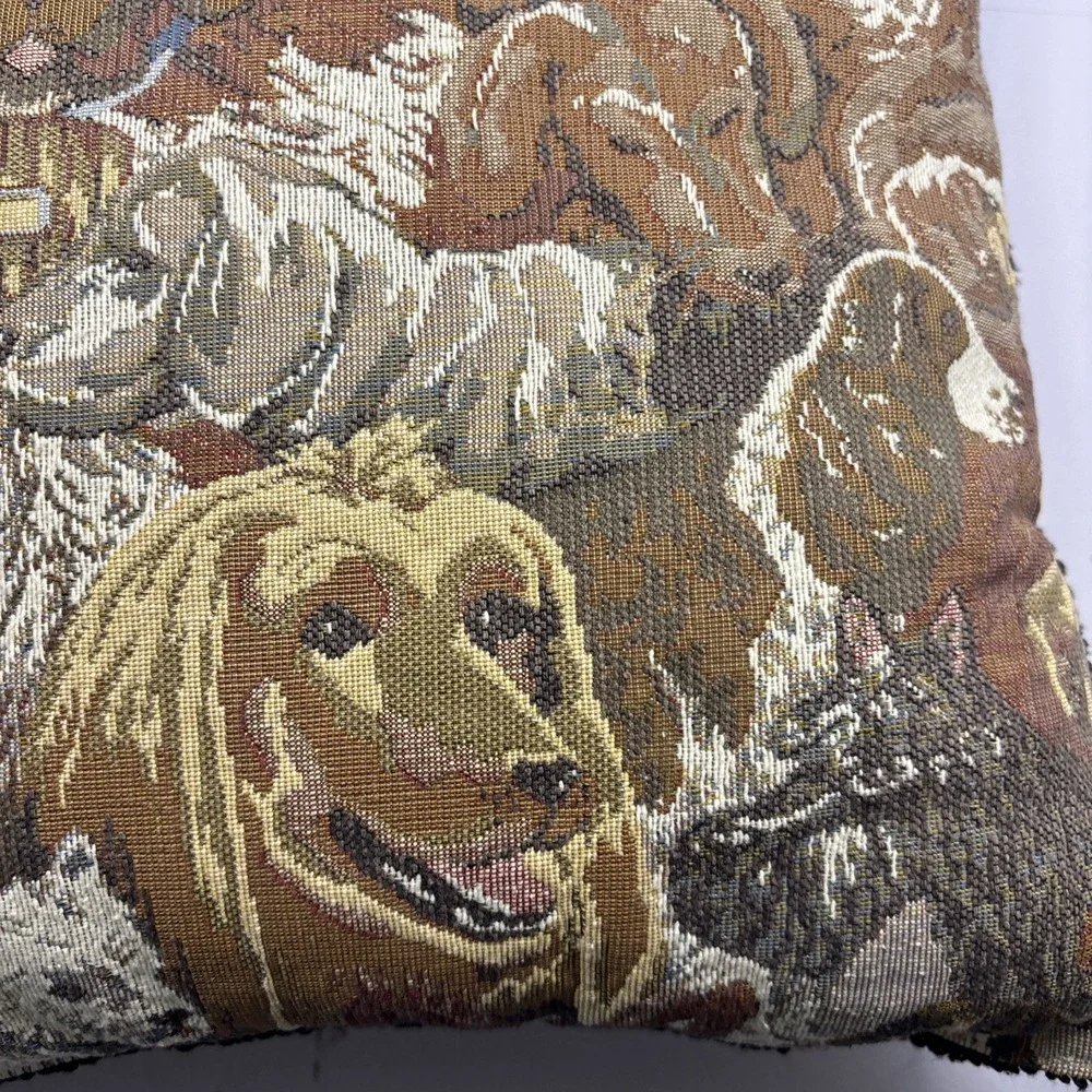 Vintage Dog Tapestry Throw Pillow Corgi Dalmatian Terrier Lab‎ 16x16